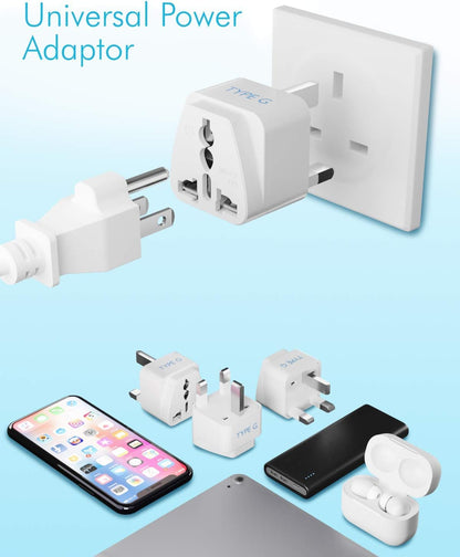 UK, Hong Kong, Ireland, UAE Travel Plug Adapter (Type G) - 3 Pack [Grounded & Universal] (GP-7-3PK)